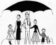 Photograph: [Family under an umbrella illustration]