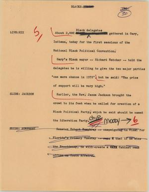 Primary view of object titled '[News Script: Blacks]'.