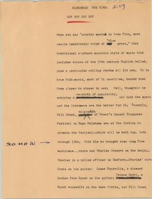 Primary view of object titled '[News Script: Bluegrass]'.