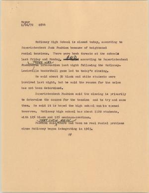 Primary view of object titled '[News Script: School bomb threat]'.