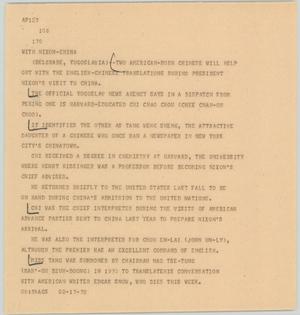Primary view of object titled '[News Script: Translation for Nixon's China trip]'.