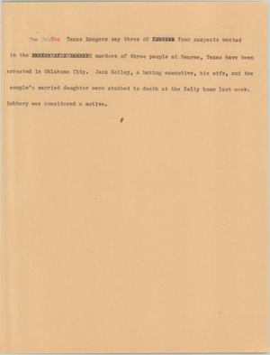 Primary view of object titled '[News Script: 3 people murdered]'.