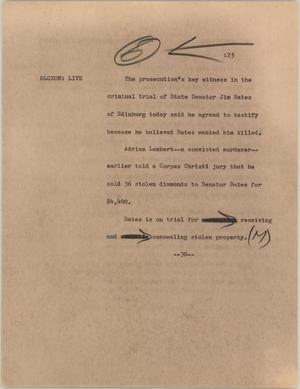Primary view of object titled '[News Script: Senator criminal trial]'.