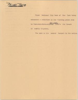 Primary view of object titled '[News Script: Prime rate]'.