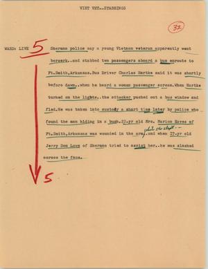 Primary view of object titled '[News Script: Viet vet stabbings]'.