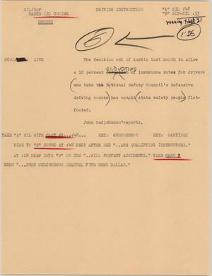 Primary view of object titled '[News Script: Driving instruction]'.