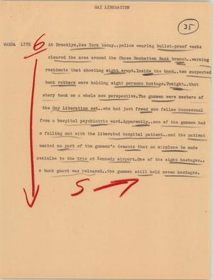 Primary view of object titled '[News Script: Gay liberation]'.