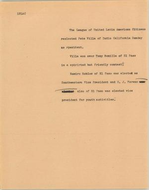 Primary view of object titled '[News Script: Lulac]'.