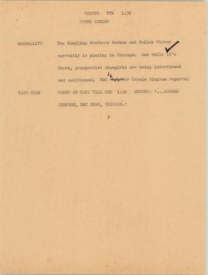 Primary view of object titled '[News Script: Circus]'.