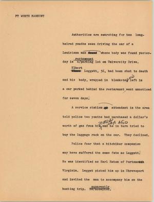 Primary view of object titled '[News Script: Ft. Worth manhunt]'.