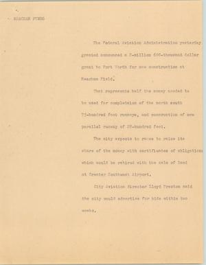 Primary view of object titled '[News Script: Meacham funds]'.