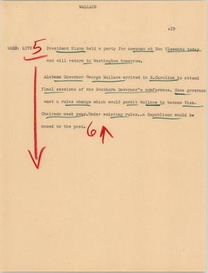 Primary view of object titled '[News Script: Wallace]'.