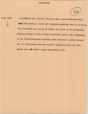 Primary view of object titled '[News Script: Astronomers]'.
