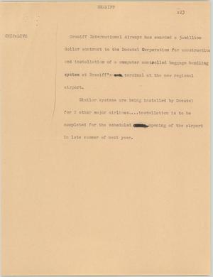 Primary view of object titled '[News Script: Braniff]'.