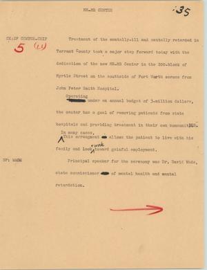 Primary view of object titled '[News Script: MH MR Center]'.