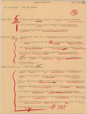 Primary view of object titled '[News Script: Agnes flooding]'.