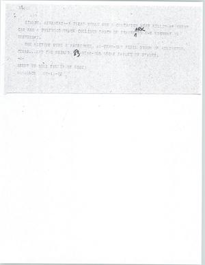 Primary view of object titled '[News Script: Car accident]'.