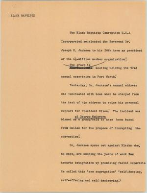 Primary view of object titled '[News Script: Black baptists]'.