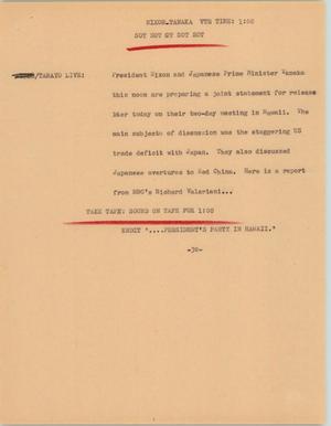 Primary view of object titled '[News Script: Nixon-Tanaka]'.