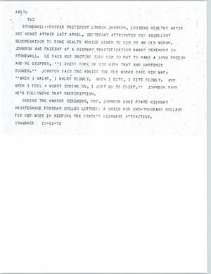 Primary view of object titled '[News Script: LBJ]'.