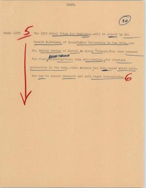 Primary view of object titled '[News Script: Nobel]'.