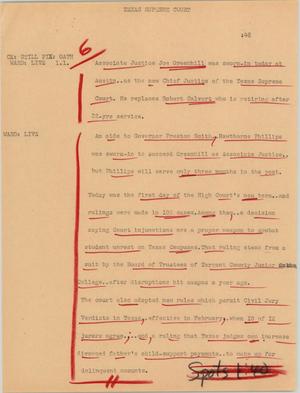 Primary view of object titled '[News Script: Texas Supreme Court]'.
