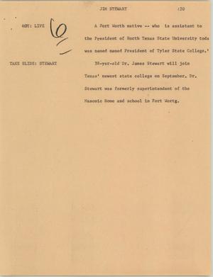 Primary view of object titled '[News Script: Jim Stewart]'.
