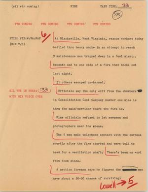 Primary view of object titled '[News Script: Mine]'.