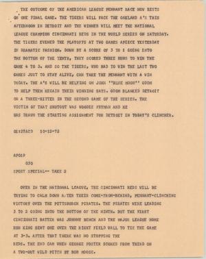 Primary view of object titled '[News Script: American league]'.