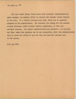 Primary view of object titled '[News Script: Fort Worth school board]'.