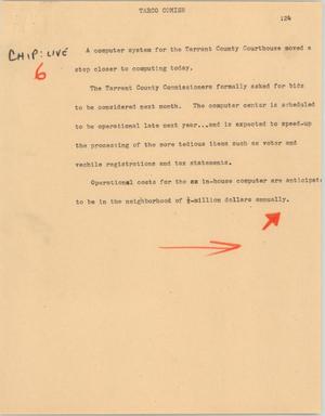 Primary view of object titled '[News Script: Tarrant County comish]'.