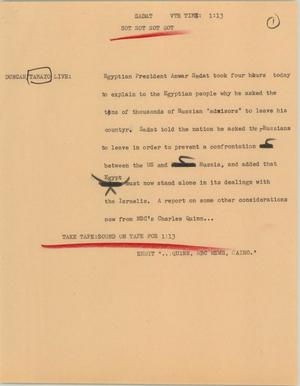 Primary view of object titled '[News Script: Sadat]'.