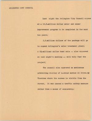 Primary view of object titled '[News Script: Arlington City Council]'.