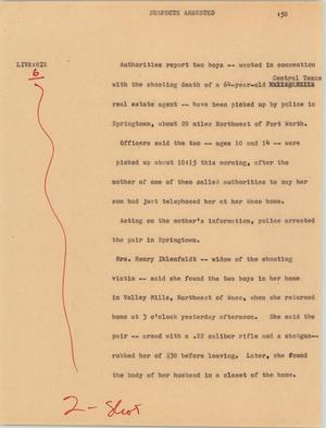 Primary view of object titled '[News Script: Suspects arrested]'.