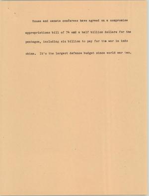 Primary view of object titled '[News Script: Defense budget]'.