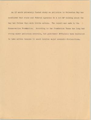 Primary view of object titled '[News Script: Galveston pollution study]'.