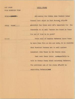 Primary view of object titled '[News Script: Roy Evans]'.