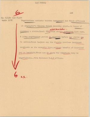 Primary view of object titled '[News Script: G.M. strike]'.