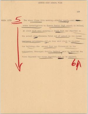 Primary view of object titled '[News Script: Spence High School fire]'.