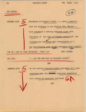 Primary view of object titled '[News Script: Morgan's point]'.