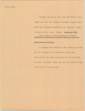 Primary view of object titled '[News Script: Wreck fatal]'.