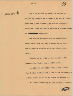 Primary view of object titled '[News Script: Sniper]'.