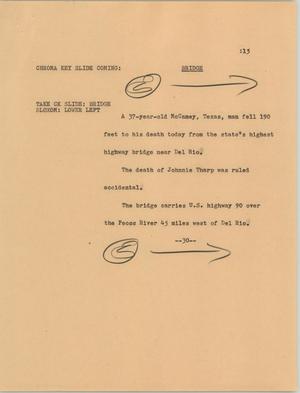 Primary view of object titled '[News Script: Bridge]'.