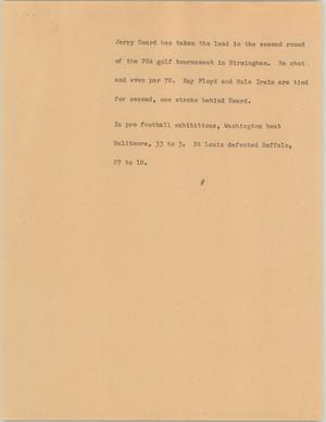 Primary view of object titled '[News Script: PGA golf tournament]'.