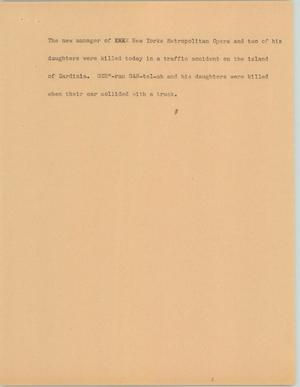 Primary view of object titled '[News Script: Sardinia accident]'.