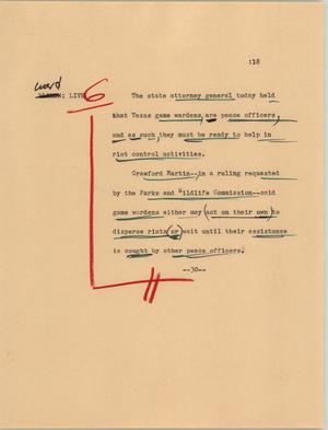 Primary view of object titled '[News Script: Riot control]'.
