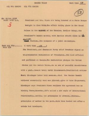 Primary view of object titled '[News Script: Moscow visit]'.