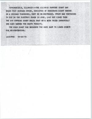 Primary view of object titled '[News Script: Speck sentencing]'.