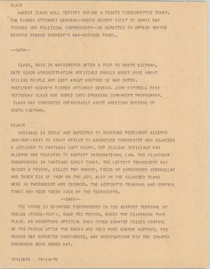 Primary view of object titled '[News Script: Clark/ Hijack]'.