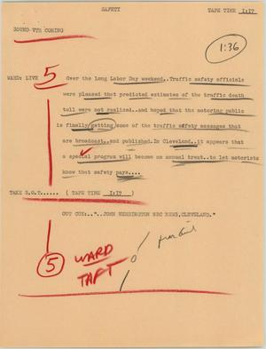 Primary view of object titled '[News Script: Safety]'.